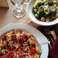 Photo: Margherita pizza, sausage rapini orecchiette